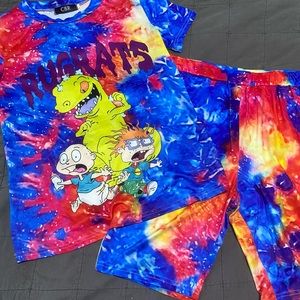 NWOT Rugrats 2 Piece Character Tie Dye Shorts & Top | Size Large